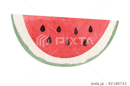 Watercolor illustration of watermelon for japanese summer festival. (the set contains both individual elements and ready-made compositions and backgrounds) 92186732