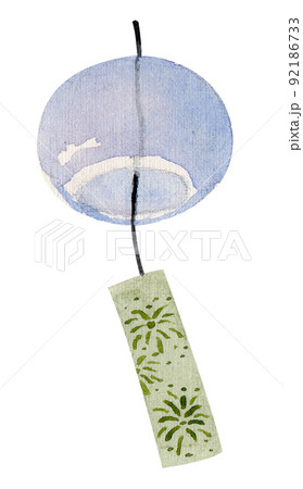 Watercolor illustration of wind bell for japanese summer festival. (the set contains both individual elements and ready-made compositions and backgrounds) 92186733