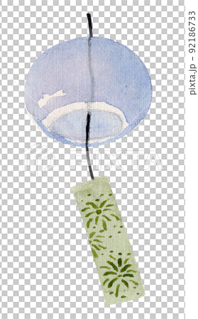 Watercolor illustration of wind bell for japanese summer festival. (the set contains both individual elements and ready-made compositions and backgrounds) 92186733