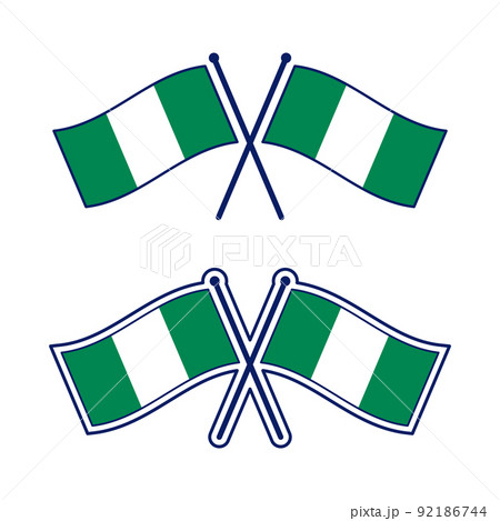 交差したナイジェリア国旗のアイコンセット