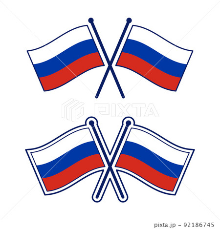 交差したロシア国旗のアイコンセット