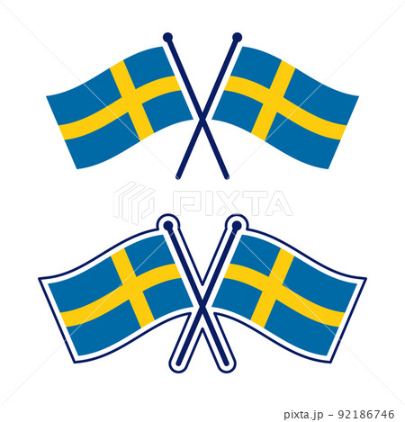 交差したスウェーデン国旗のアイコンセット