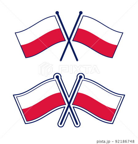 交差したポーランド国旗のアイコンセット