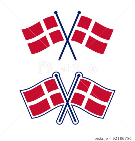 交差したデンマーク国旗のアイコンセット