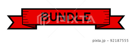 Ribbon label banner with word bundle in red color on white background 92187555