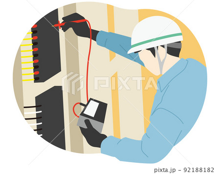 電気の点検をする作業員 92188182