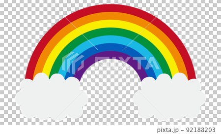 かわいい虹と雲のベクターイラスト素材 92188203