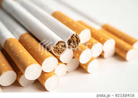 Cigarette, tobacco in roll paper with filter tube, No smoking concept. 92188416