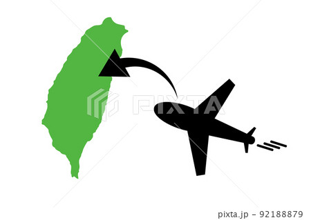 台湾に着陸する飛行機。台湾への旅行。ベクター。 92188879