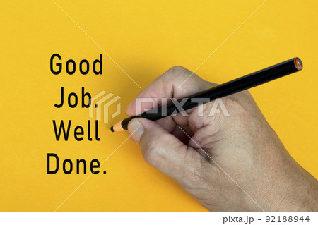 GOOD JOB WELL DONE text written on a yellow background. Business concept. 92188944