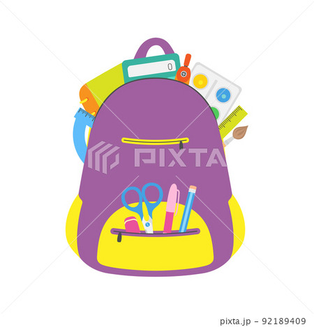 backpack with school supplies isolated on white backpack with school supplies isolated on white 92189409