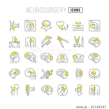 Set of linear icons of Neurosurgery Set of linear icons of Neurosurgery 92189587