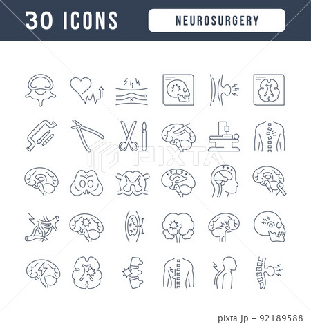 Set of linear icons of Neurosurgery Set of linear icons of Neurosurgery 92189588