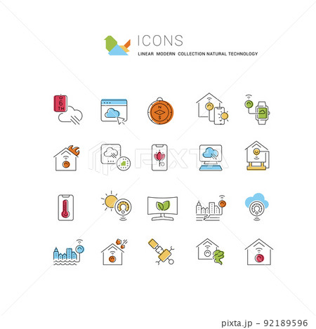 Set Vector Line Icons of Natural Technology 92189596