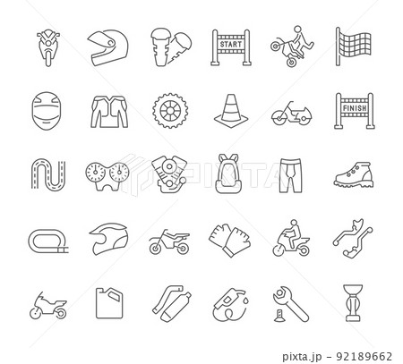 Set Vector Line Icons of Motorcycle Sport. 92189662