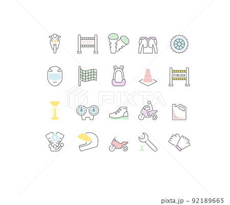 Set Vector Line Icons of Motorcycle Sport. 92189665