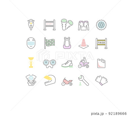 Set Vector Line Icons of Motorcycle Sport. 92189666