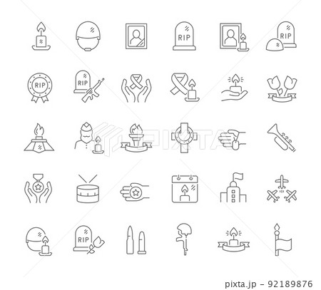Set Vector Line Icons of Memorial Day Set Vector Line Icons of Memorial Day 92189876