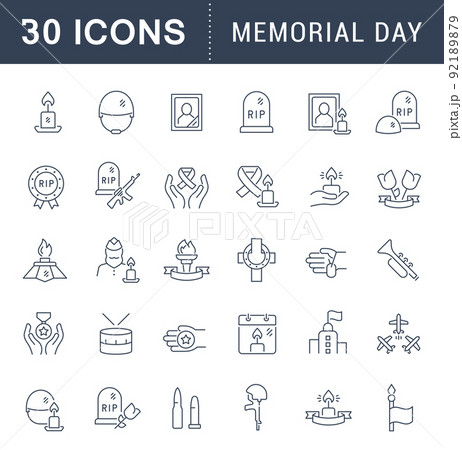 Set Vector Line Icons of Memorial Day Set Vector Line Icons of Memorial Day 92189879
