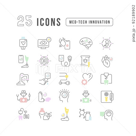 Set of linear icons of Med-Tech Innovation Set of linear icons of Med-Tech Innovation 92189902