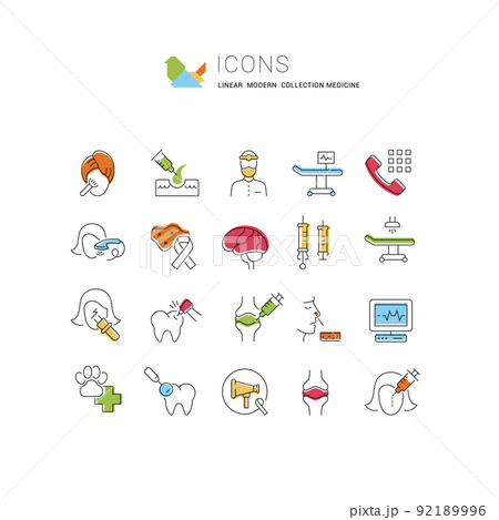 Set Vector Line Icons of Medicine Set Vector Line Icons of Medicine 92189996
