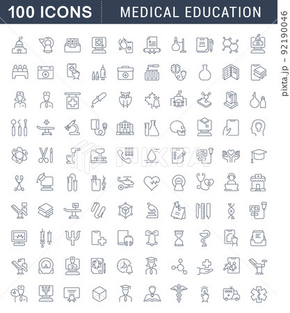Set Vector Line Icons of Medical Education 92190046