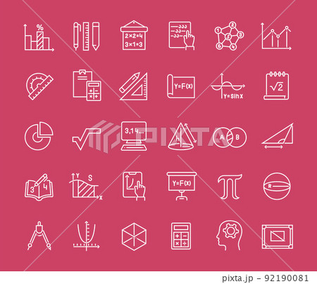 Set of Line Icons of Mathematics. 92190081