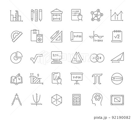 Set Vector Line Icons of Math. 92190082