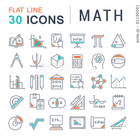 Set Vector Line Icons of Math. 92190091