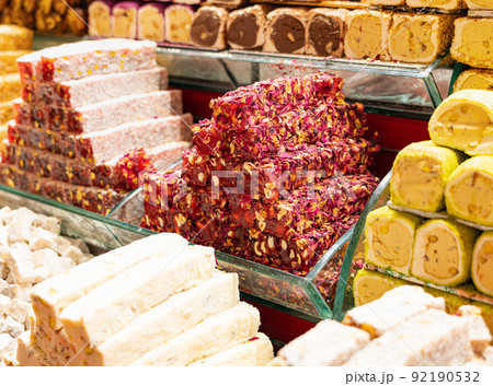 Turkish Delights lines on bazaar , stambul , Turkey 92190532