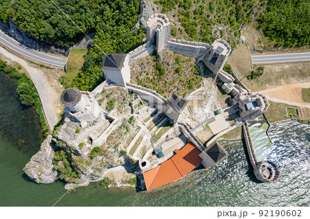 Top on view to fortress Golubac in Serbia on the banks of the Danube  92190602