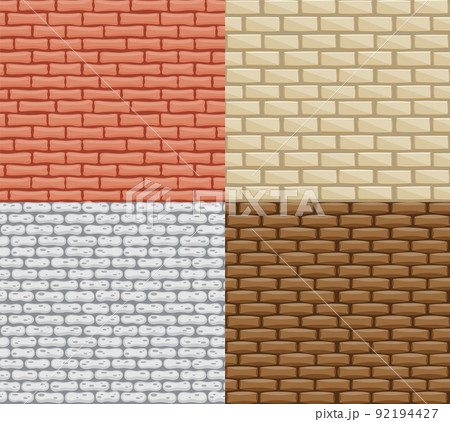 Seamless brick walls. Realistic color stone vector textures. Decorative patterns for interior loft style. Template design background 92194427