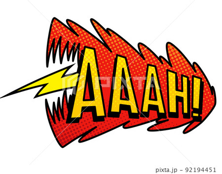 Comic book sound. Colored hand drawn speech bubble. Aaah sound chat text effect in pop art style. Funny design vector item 92194451