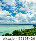 Lake Balaton view from Tihany viewpoint on hot summer day 92195420