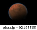 Red planet Mars of the solar system over black space. Red planet Mars surface exploration. 92195565