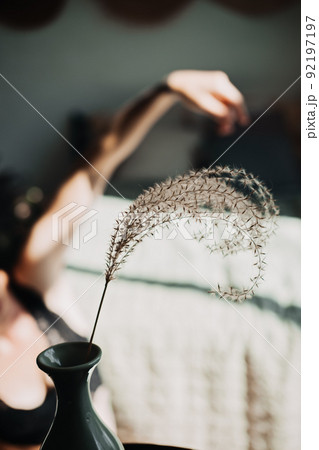 Self loving woman with real body. Clear demonstration of self-love, body positivity. Self loving woman with real body. Clear demonstration of self-love, body positivity. 92197197