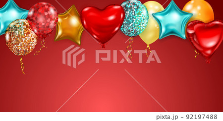 Illustration with helium balloons 92197488