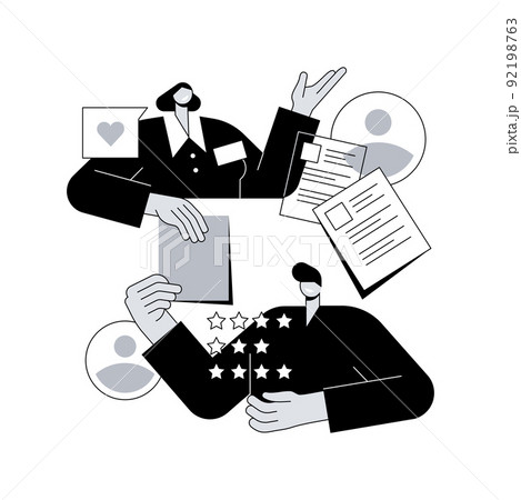 Job interview abstract concept vector illustration. Employment process, choosing a candidate, prepare for interview, answer questions, job applicant, recruiter, hiring manager abstract metaphor. 92198763