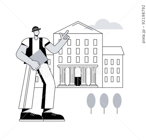 Public building abstract concept vector illustration. Government building, school library, shopping business center, modern design, post office, hospital, architectural fragment abstract metaphor. 92198792