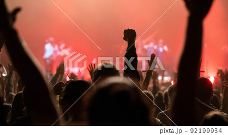 crowd at concert - summer music festival crowd at concert - summer music festival 92199934