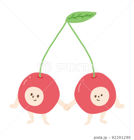 夏が旬な果物に顔と手足をつけたらこうなった さくらんぼのイラスト
