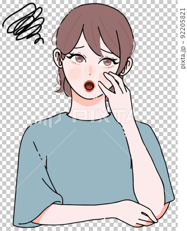 Headache_Stress_Illustration of a worried woman 92205821