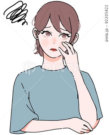 頭痛_ストレス_思い悩む女性のイラスト 92205822