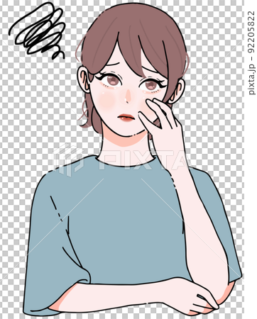 頭痛_ストレス_思い悩む女性のイラスト 92205822