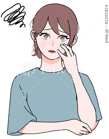 頭痛_ストレス_思い悩む女性のイラスト 92205824