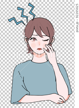 頭痛_ストレス_いら立つ女性のイラスト 頭痛_ストレス_いら立つ女性のイラスト 92205825