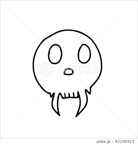 Hand drawn cartoon skull. Funny cartoon skull isolated on white background. Vector illustration. Hand drawn cartoon skull. Funny cartoon skull isolated on white background. Vector illustration. 92206921