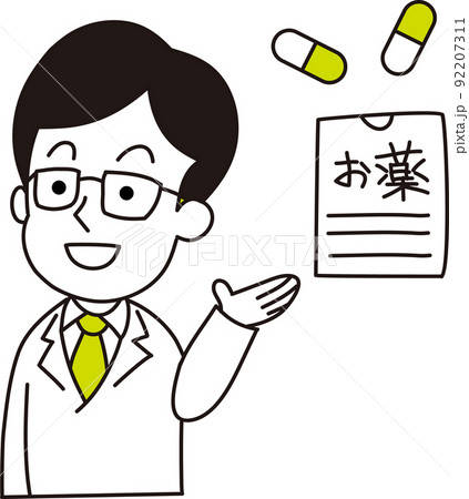 白衣を着た薬剤師の男性と薬 92207311