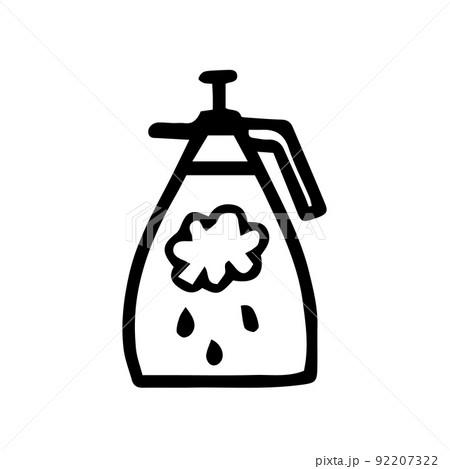 Spray bottle icon. Vector illustration of a sprayer for the garden. Hand drawn garden spray gun. Spray bottle icon. Vector illustration of a sprayer for the garden. Hand drawn garden spray gun. 92207322