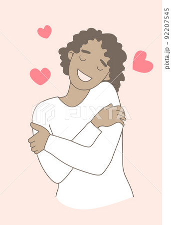 Love yourself. hugs yourself ,Love concept by yourself. Line doodle style. cute soft colors. Love yourself. hugs yourself ,Love concept by yourself. Line doodle style. cute soft colors. 92207545